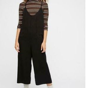 Free People Relaxed, Cropped Black Jumpsuit